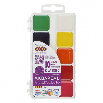 Купить Краски акварельные CLASSIC, 10 цв."ZiBi" пластик, без кисти оптом